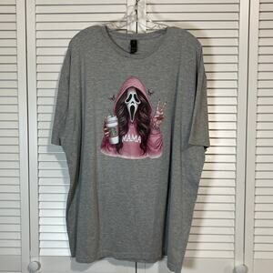 Gildan Softstyle Activewear Gray Ghostface Mama Graphic T-shirt Women 2XL